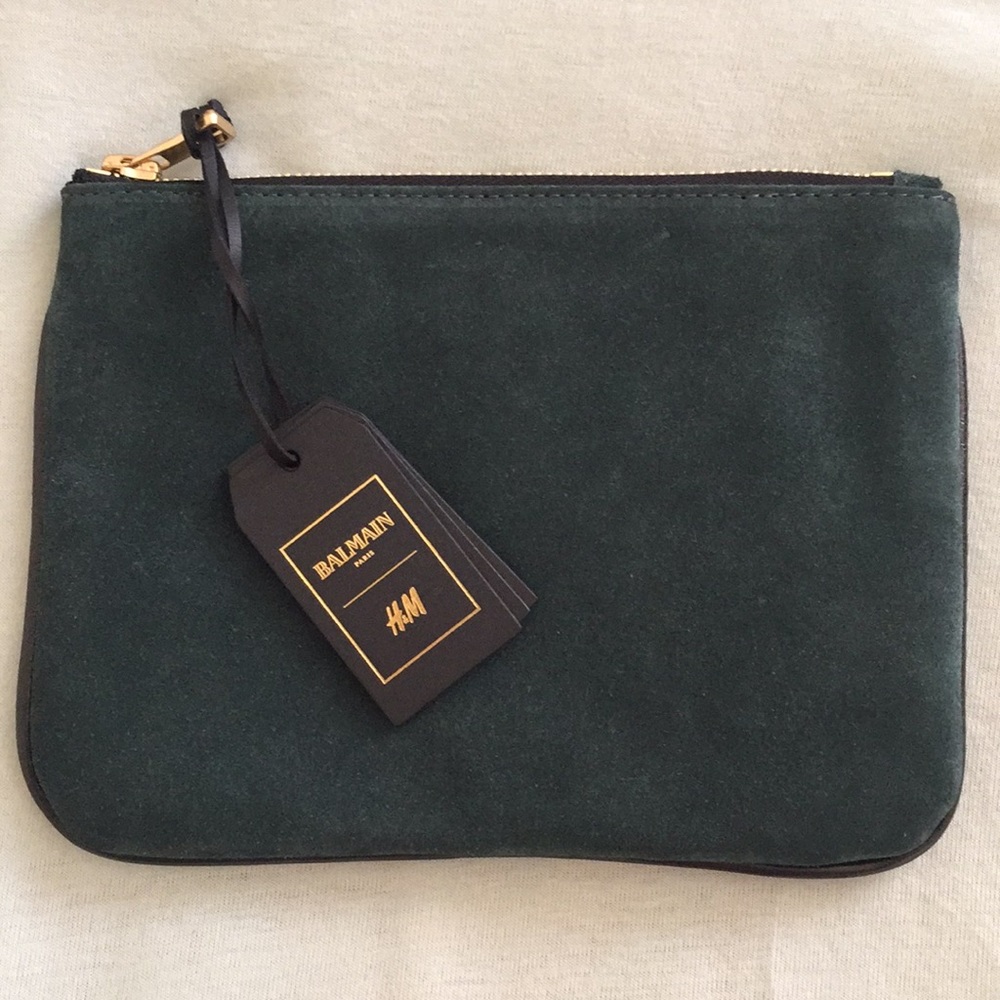 Balmain H&M leather and suede Pouch